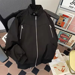 Venta caliente American Street Fashion Ropa de trabajo simple Otoño Hombres Casual Versátil Stand-Up Collar Biker Style Chaqueta - Product Image 3