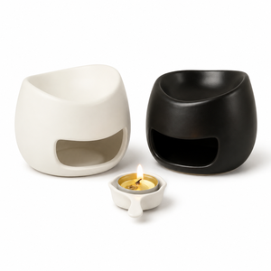 Pemanas Lilin Keramik dengan Tempat Lilin, Pembakar Minyak Esensial Minimalis Matte untuk Pewangi Rumah - Product Image 1