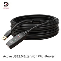 Cable USB 2.0 Activo DFX Macho a Hembra de 10m, Cable Amplificador de Señal de Larga Distancia Premium, Longitud Opcional de 5m a 30m