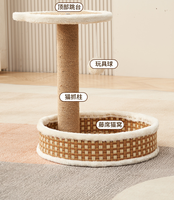 Support pour chat en rotin tressé, Arbre à chat en sisal, Tour pour chat de petite taille de style japonais, Jouet à gratter pour chat en sisal, Structure pour chat pour l'été