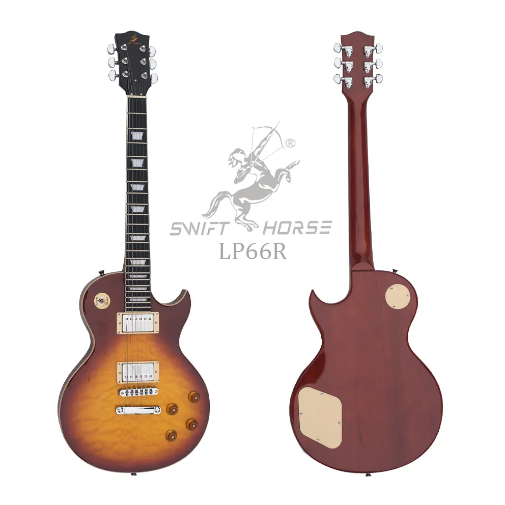 Fábrica de China, venta al por mayor, guitarra eléctrica LP Popular, cuerpo de caoba, diapasón de madera técnico, guitarra eléctrica LP barata a la venta