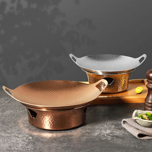 Friteuse à double anse en acier inoxydable 304 de haute qualité Zunck, à motif martelé, chauffe-plats pour hôtels et restaurants - Product Image 2