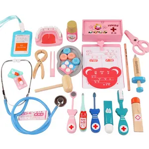 Children's Small Nurse Tool Wooden Simulation Medicine Box Boy Girl Doctor Set Toy Unisex Wood Crafts Kids Bollywood Toys