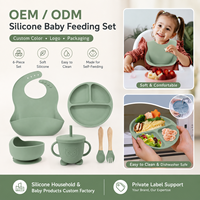 Ensemble de vaisselle multifonctionnel pour bébé YMS, 6 pièces, ensemble d'alimentation pour bébé en silicone, assiette, bavoir, bol, cuillère, fourchette, tasse