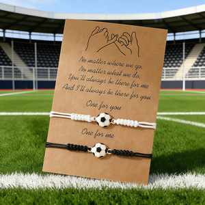Braccialetto Intrecciato con Charm Smaltato a Tema Calcio, Design a Nodi a Squame di Pesce, Set di Bracciali per Coppie in Due Colori Abbinati, per <span class=keywords><strong>Amanti</strong></span> dello Sport e Uso Quotidiano - Product Image 4
