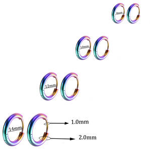Cartilage Helix Lobes <strong>Sleeper</strong> Hoop <strong>Earrings</strong> for <strong>Men</strong> Women 8mm/10mm/12mm/14mm Stainless Steel Hypoallergenic Round Hoop <strong>Earrings</strong> - Product Image 6