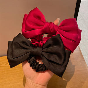 Estilo francés satén lazo cuerda para el cabello Cola de Caballo pelo scrunchies rhinestone temperamento lazo para el cabello niñas banda de goma - Product Image 3