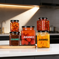 Vierkante luchtdichte glazen potten, recyclebaar, aanpasbaar, glazen voorraadpotten voor jam, voedsel, lege fles, fruitglazen potten met draaidop van metaal.