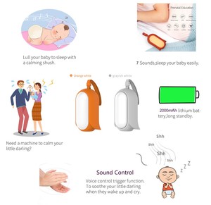 Xách tay khóc cảm biến tiếng ồn Trắng máy 28 âm thanh được xây dựng trong pin ánh sáng âm nhạc-1-năm USB ngủ Viện trợ bé làm dịu cho nhà/du lịch - Product Image 6