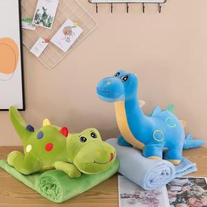 AIFEI <strong>TOY</strong> Summer New Dinosaur Doll Blanket Pillow 2-in-1 Air Conditioning <strong>Used</strong> for Office Children's Nap Plush Doll PP Cotton - Product Image 4