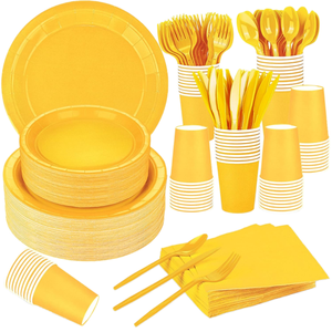 DAMAI - Juego de Vajilla Desechable para Fiestas de Cumpleaños, Bodas y Picnics Familiares, Platos, Vasos y Servilletas de Papel Azules - Product Image 3