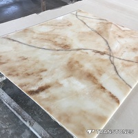 Panneau mural de cheminée en marbre onyx populaire, poli, translucide, décoré, table en albâtre