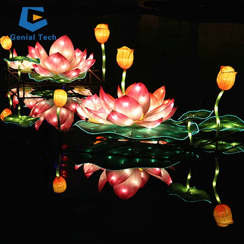 Festival Lotus Lantern Beautiful Floating Flower Led Chinese Lanterns Group