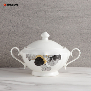 Juego de Vajilla de Lujo Personalizable para Realeza, Vajilla de Porcelana China con Borde Dorado, Juego de Platos, Tazas y Tazones de Cerámica - Product Image 6