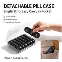 Organisateur de pilules hebdomadaire pratique |   Boîte à pilules scellée détachable pour 3 prises quotidiennes |   Boîte de rangement portable pour vitamines, résistante à l'humidité, pour les voyages