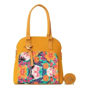Bolso de compras de yute para mujer Fana, color mostaza, tamaño mediano, con cierre de cremallera para uso diario - Product Image 1