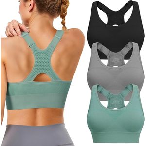 Soutien-gorge de sport réglable pour femmes, lot de 3, soutien élevé, rembourré, dos nageur, respirant, séchage rapide, pour la gym, la course, le yoga et l'entraînement - Product Image 1