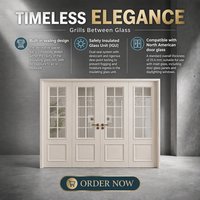Grilles creuses personnalisées de haute qualité entre les vitres avec des cadres en plastique blanc conçus pour la décoration des portes et des fenêtres de villas