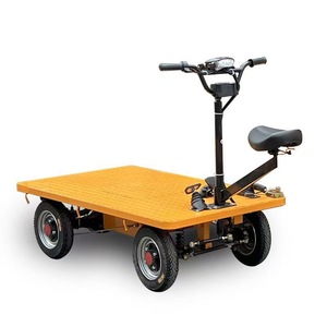 Chariot élévateur à ciseaux électrique jaune en acier à quatre roues réglable pour la manutention industrielle - Product Image 3