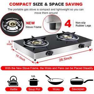 Estufa de Gas Nueva, Negra, Segura para Cocinar en Casa, con 2 Quemadores de Propano - Product Image 4