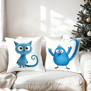Gối ôm hình chim và mèo hoạt hình màu xanh dương trang trí lễ hội - Product Image 3