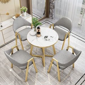 4 Seater Dining <strong>Table</strong> and Chairs Set Cotton Linen Cushion Curved Dining Chair Employee <strong>Canteen</strong> Dining <strong>Table</strong> and Chairs - Product Image 4