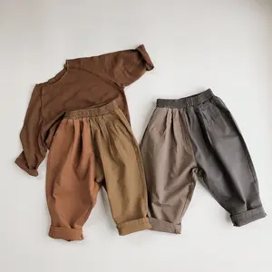 New Color Matching Children Trouser Solid Casual Toddler Boys Cotton Linen Pants