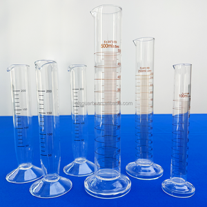 Personnalisé 100ml 500ml 1000ml Cylindres volumétriques de laboratoire en borosilicate rond gradué Cylindre doseur en verre borosilicaté - Product Image 1