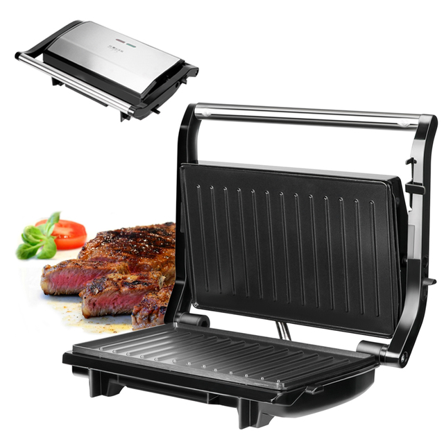 High-Quality 180 Degree Plate Open Panini Press Grill Sandwich Maker 4 Slice Non-stick Versatile Grill with Removable Drip Tray