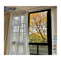 Ventana de Vidrio Tintado con Marco de Acero y Cobre Estilo Francés, con Rejilla Decorativa Insonorizante de Doble Acristalamiento PDP