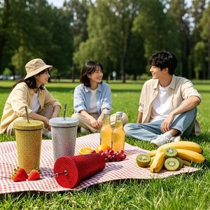 กระบอกน้ำสแตนเลสสุญญากาศแบบมีกลิตเตอร์ ประดับเพชร พร้อมหลอดและฝาปิด - Product Image 6