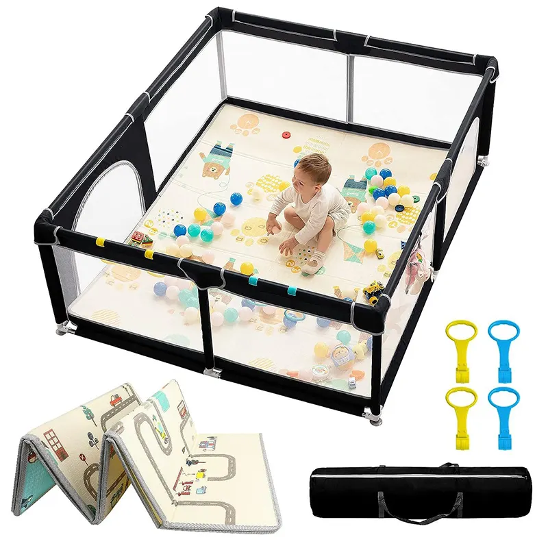 Cerca De Segurança Dobrável Grande Quadrado Portátil Indoor Play Pen Yard Cercadinho Cama Infantil Criança Bebê Cerca Playpen