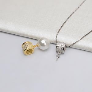 Componente de Joyería Semiterminado al por Mayor, Colgante de Perla con Base de Plata S925 para Collar, Accesorios para Cadena de Clavícula, DIY, 761 - Product Image 2