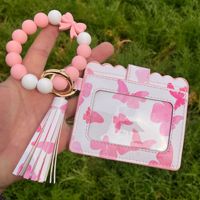 Porte-cartes en silicone coloré avec pompon, porte-monnaie, bracelet, porte-clés d'autodéfense, accessoires en vrac