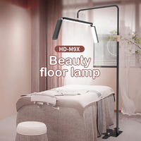 Lampe LED UV pour extensions de cils de 36 pouces, pliable, en forme de demi-lune, avec support pour téléphone, lampe de sol pour salon de beauté