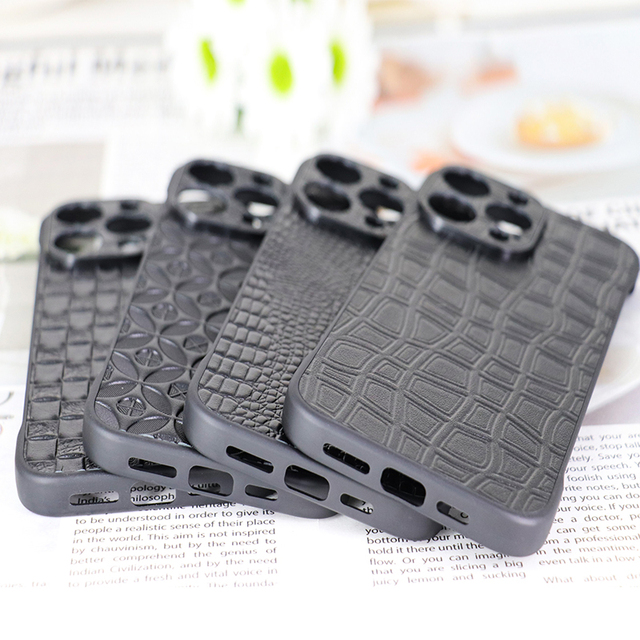 High-End PC Genuine Leather Half-Pack Design PC Shock-proof Anti-Acid Mobile Phone Case for iPhone 15 Series Mobile Phone Case