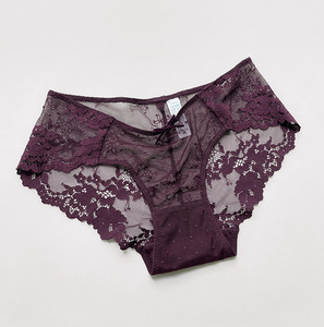 Braguitas de encaje floral para mujer al por mayor, ropa interior sexy de malla transparente, bragas de bikini transpirables de tiro medio, lencería suave y elástica para mujer - Product Image 2