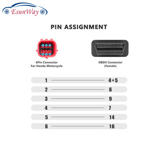 <span class=keywords><strong>Cable</strong></span> OBD para Motocicleta <span class=keywords><strong>Honda</strong></span>, <span class=keywords><strong>Cable</strong></span> de Diagnóstico con Conector de 6 Pines, Adaptador de 6 Pines a OBD2 de 16 Pines - Product Image 4