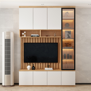 TV Rack armadio moderno di lusso a parete Stand in legno soggiorno mobili unità di stoccaggio sospesa - Product Image 1