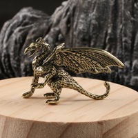 1 pieza Adorno de latón de dragón volador Warcraft, estilo antiguo, de diseño creativo y moderno, mascota de té de dragón mágico, decoración de mesa, artesanía