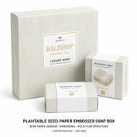 Boîte cadeau en papier semence gaufré pour savon et huiles essentielles avec graines de fleurs sauvages à l'intérieur, faible MOQ, carton pliable personnalisé