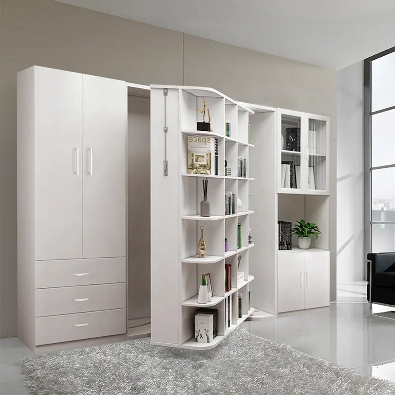 Verticale Roterende Bed Met Kast Boekenkast Voor Enkele Appartement Woonkamer Bed Room Bachelor Pad Murphy Bed