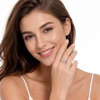 Bague Cœur Infini Romantique en Moissanite pour Femme, en Cuivre Plaqué Argent, Double Bande d'Amour Pavé, Promesse d'Éternité, Fiançailles, Mariage