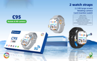 Montre connectée Android C95 en gros avec carte SIM, écran TFT carré de 2,2 pouces, compatible TikTok, étanche IP67, appels vidéo HD, 64 Go, unisexe, sport