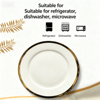 Assiette à steak en porcelaine à bords dorés, compatible micro-ondes, style luxe léger, assiette de dîner occidentale solide pour hôtels, personnalisable, durable