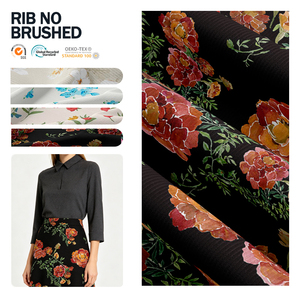 Tejido de punto acanalado sin cepillar con estampado de moda, diseño de canalé elástico para ropa casual, producción personalizada - Product Image 1