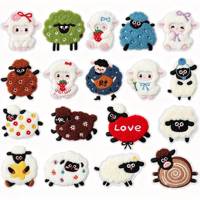 Patchs en chenille en gros, mignons moutons de dessin animé, appliques brodées thermocollantes pour vêtements d'enfants, jeans, vestes, sacs à dos