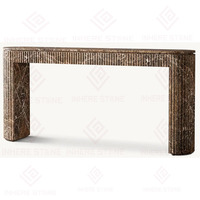 Meubles de salon faits à la main, table console en marbre brun Emperador cannelé pour l'entrée, la salle de séjour, la décoration intérieure de la maison et de la villa