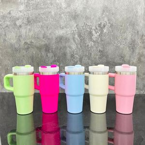 Gobelets de voyage isothermes à double paroi pour enfants, colorés, style macaron, 14 oz, avec poignée, pour sublimation UV DTF - Product Image 1