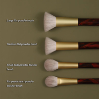 Pinceau de maquillage en poils de chèvre de luxe de haute qualité Grand manche en ébène laqué Poudre libre Blush Logo personnalisé